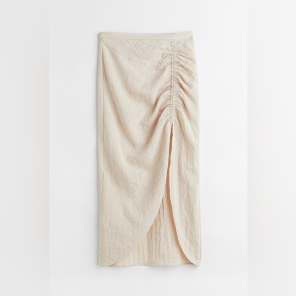 Women’s H&M light beige Draped midi‎ skirt size 6 - Picture 1 of 12